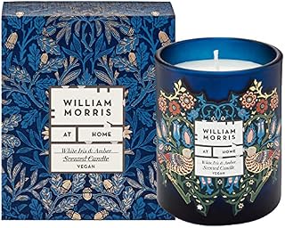 William Morris At Home Dove & Rose White Iris & Amber Scented Home Candle Luxury Gift, 180g, FG3163