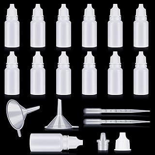 12 Pcs 30ml Plastic Squeezable Dropper Bottle Small Empty Liquid Dropper with Screw Cap Portable Eye Dropper Bottle with 2 Funnels 2 3ml Droppers for Eye Drops Oils Saline Essence, White