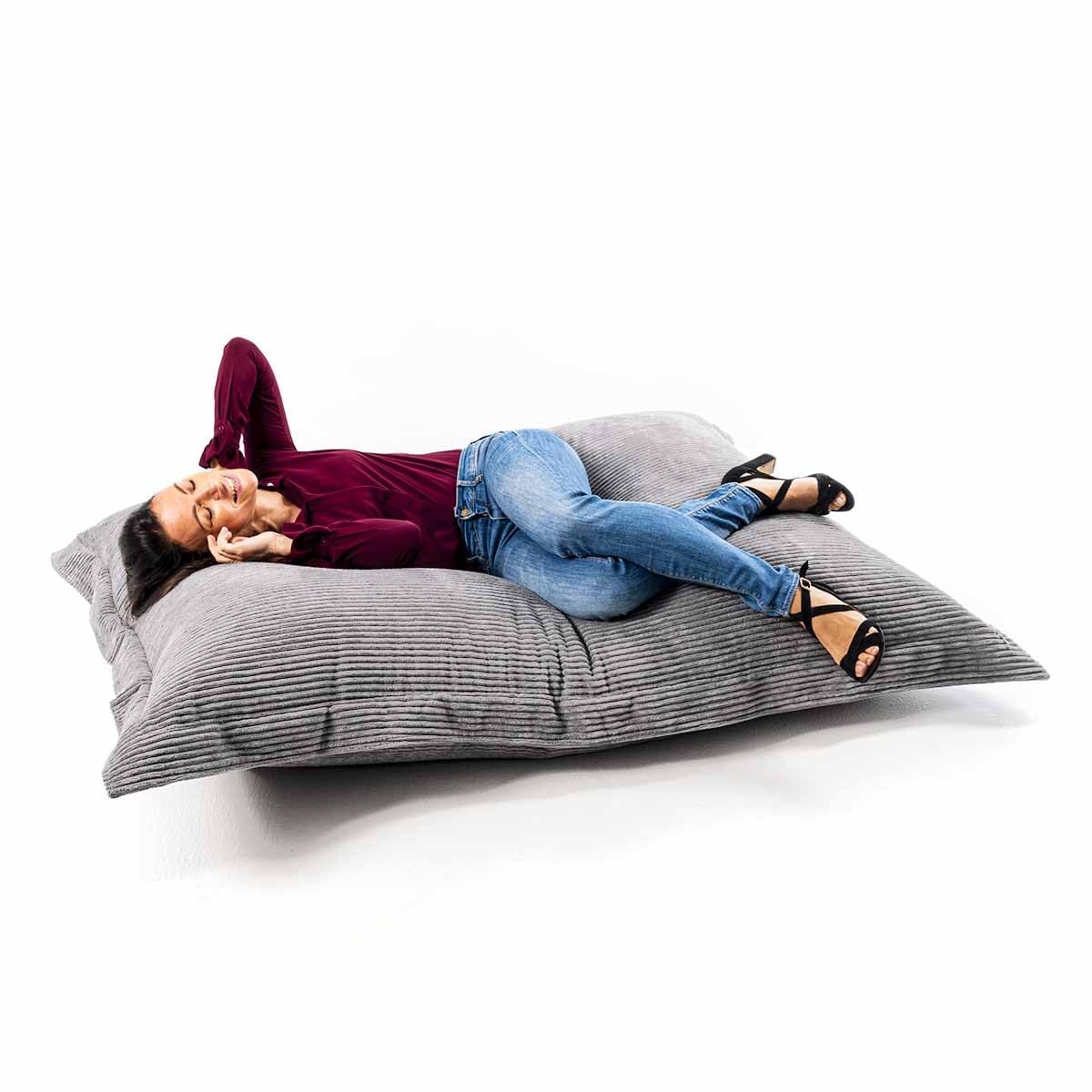 LIVEDECO - Housse Vide Pouf Géant XL Intérieur Velours Côtelé Gris ClairBiG52
