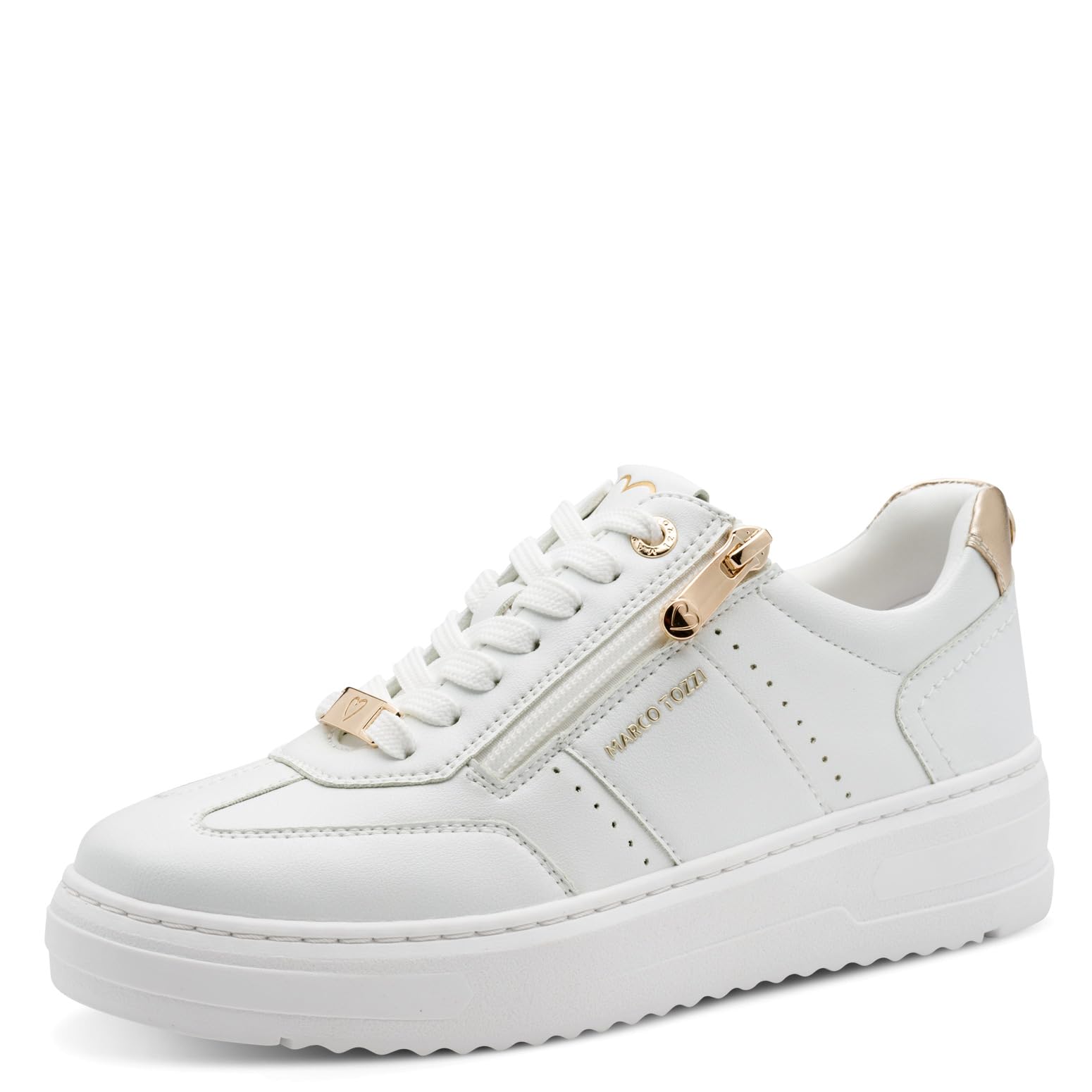 MARCO TOZZI Women's Sneaker Soft Feel Me Removable Footbed Soft Lining Modern, White (White Comb), 5.5 UK
