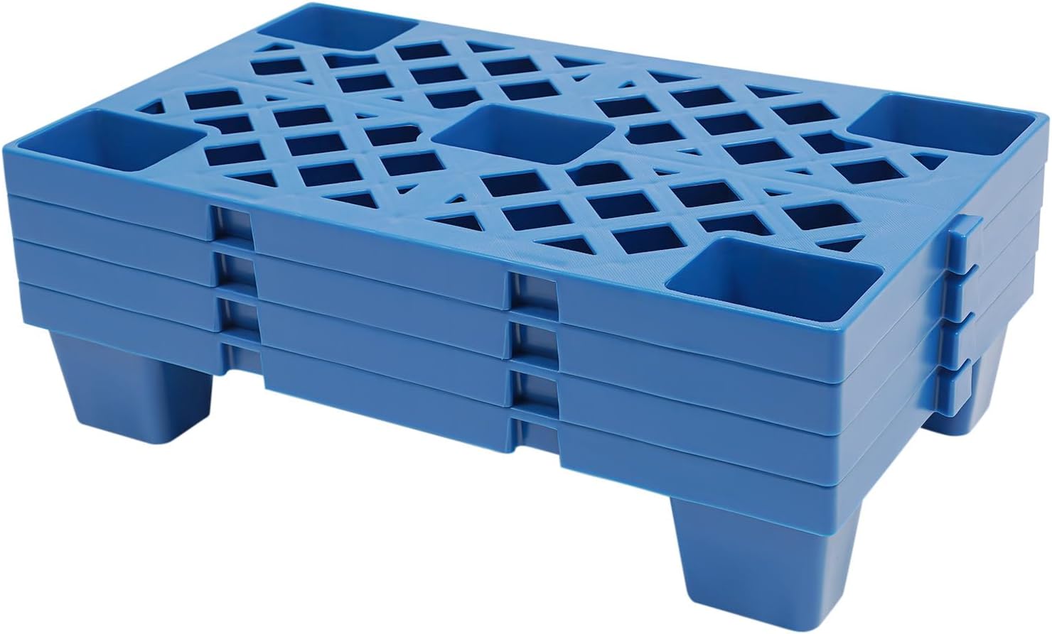 4Pcs Plastic Pallets Moisture-Proof Floor Pallet W/Breathable Grid for Kitchen Supermarket Garage Warehouse Basement Outside Storage 19.7 * 11.8 * 3.9in