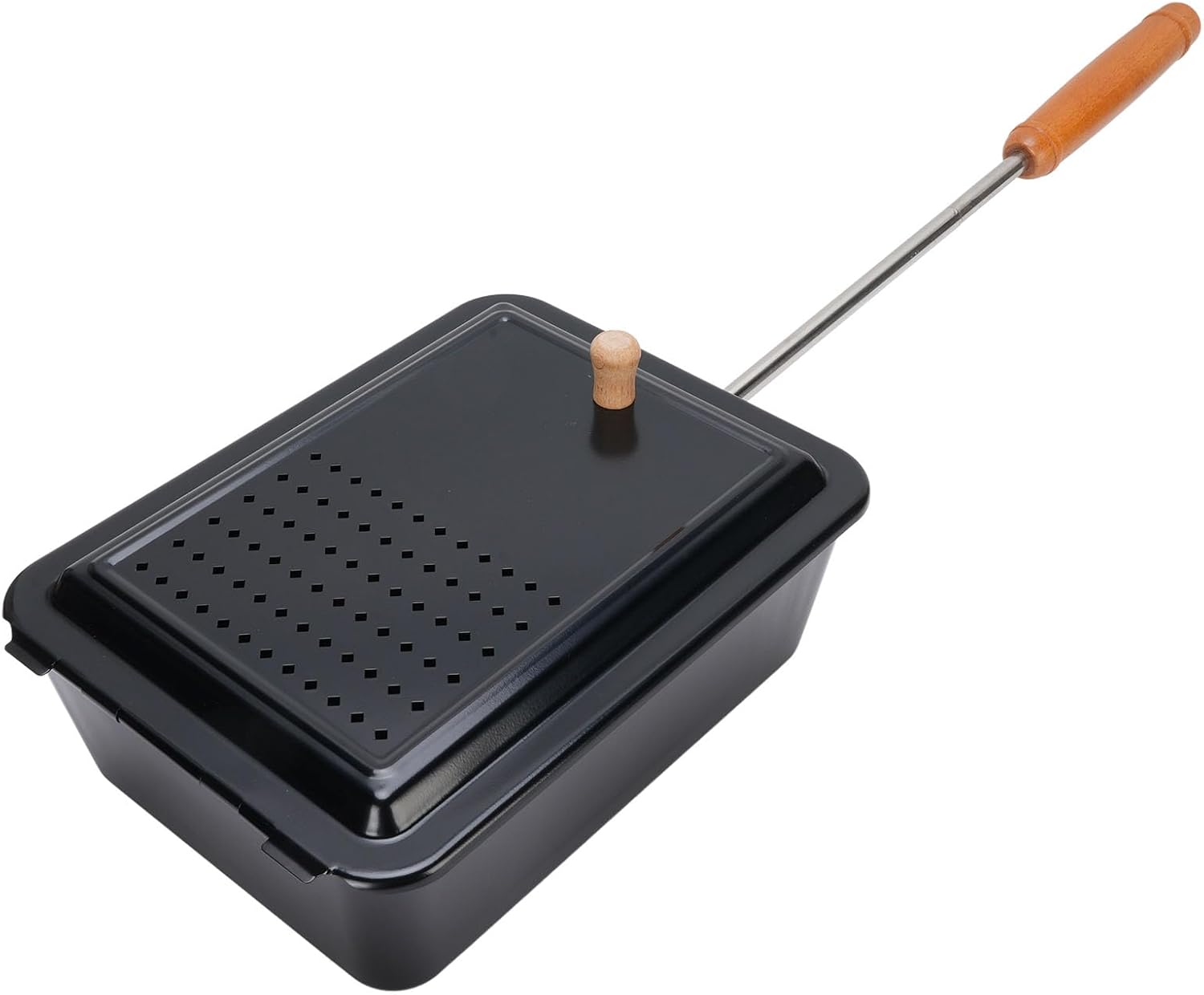 Popcorn Popper Non Stick Popcorn Grill Tray, Sturdy Iron Manual Popcorn Pan with Wood Handle for Home Camping Backyard, Grill Popcorn Maker Compatible with All Stovetops