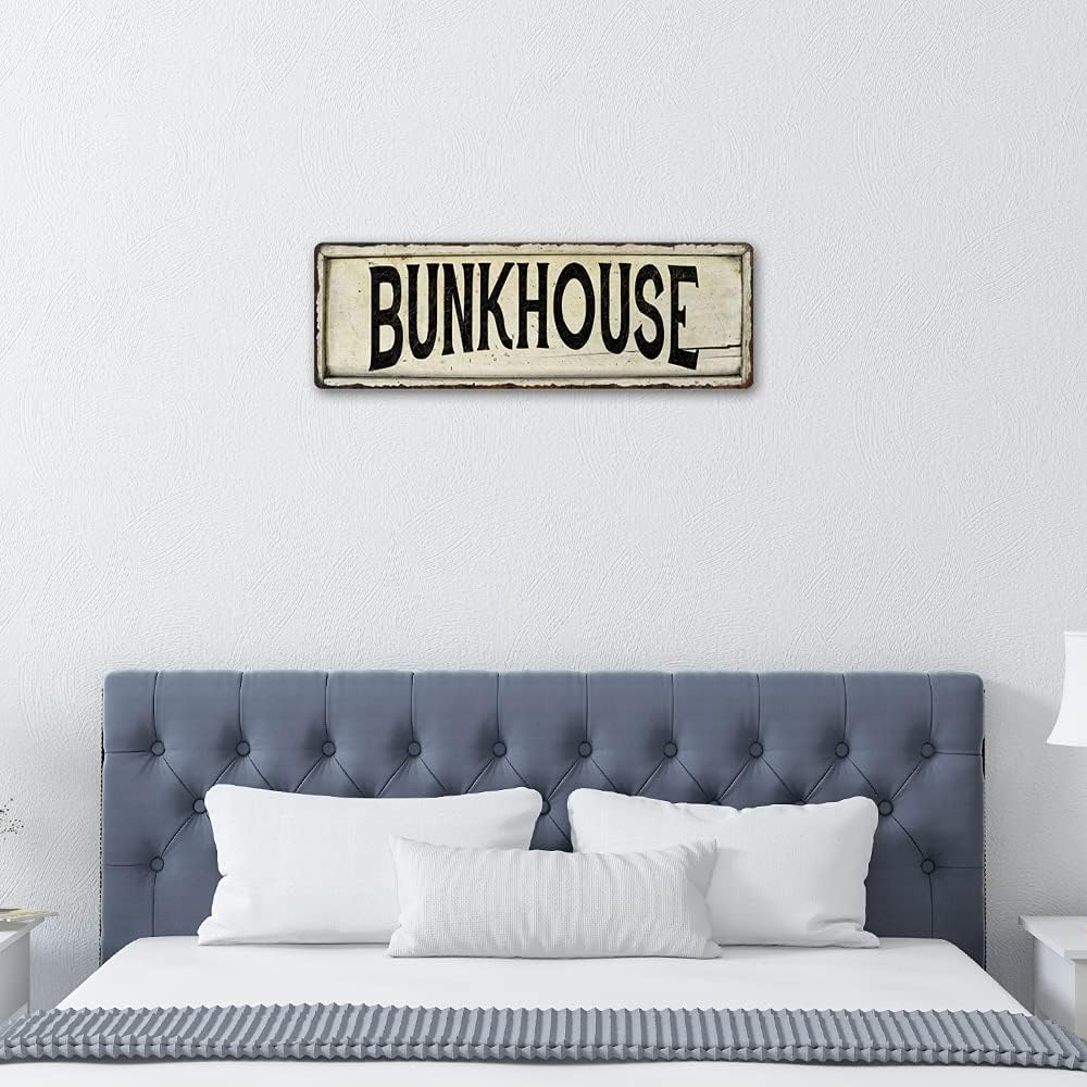 Bunkhouse Sign Farmhouse Signs Wall Decor Art Country Decorations Rustic Vintage Home Tin Plaque Cowboy Ranch Gift 8 x 24 Matte Finish Metal 108240028106