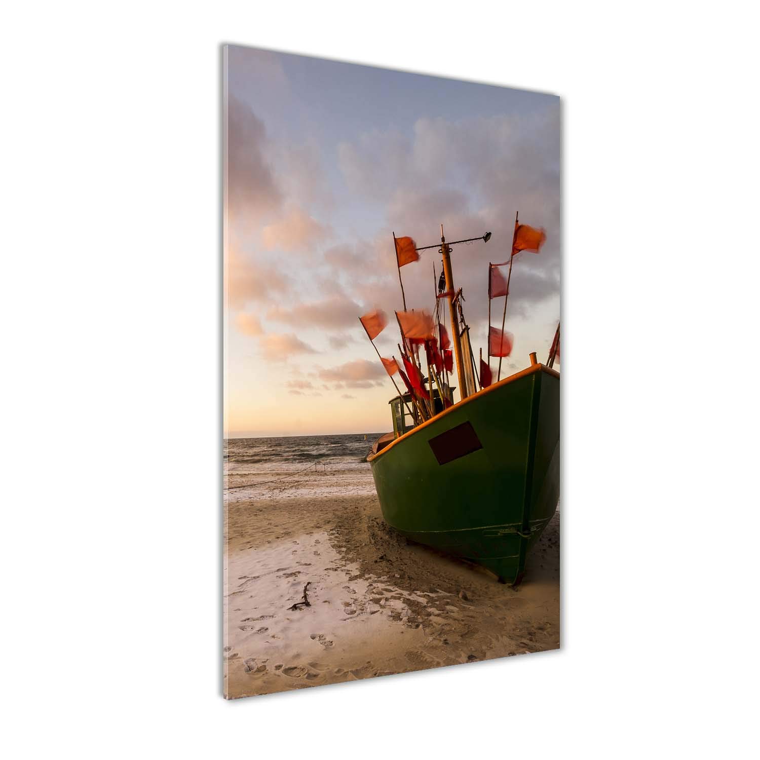 Impression sur Verre Anti-Humidité 60x120 Tableau Vert Bateau de Pêche