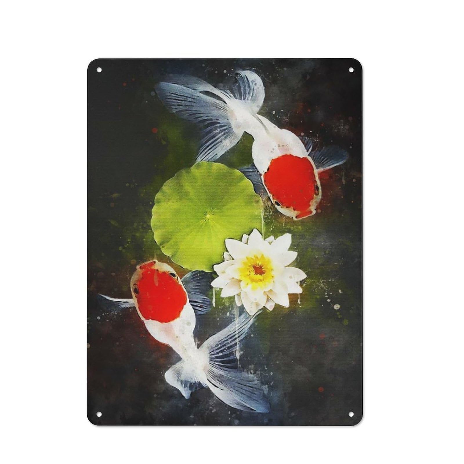 Fish Watercolor Metal Tin Sign for Pet Owners, Birthday, Christmas Or Housewarming Gift, 40x30cm