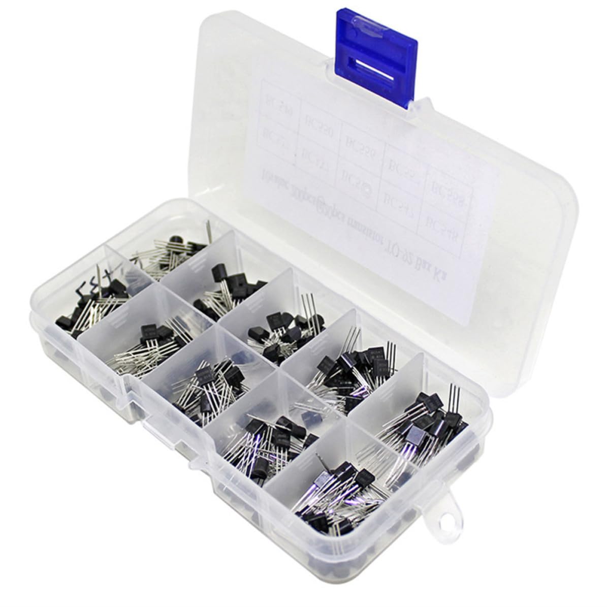 Transistor Kit Assortment with 10 Specifications, Lightweight Silicon Material, Portable Installation and Ergonomic Design, Black Color, for Electronics Projects and DIY Components