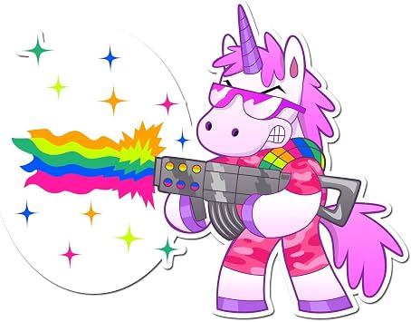 Badass Unicorn Kickin Ass N Takin Names - Full Color Vinyl Decal for Car Window, Exterior 6 Inch