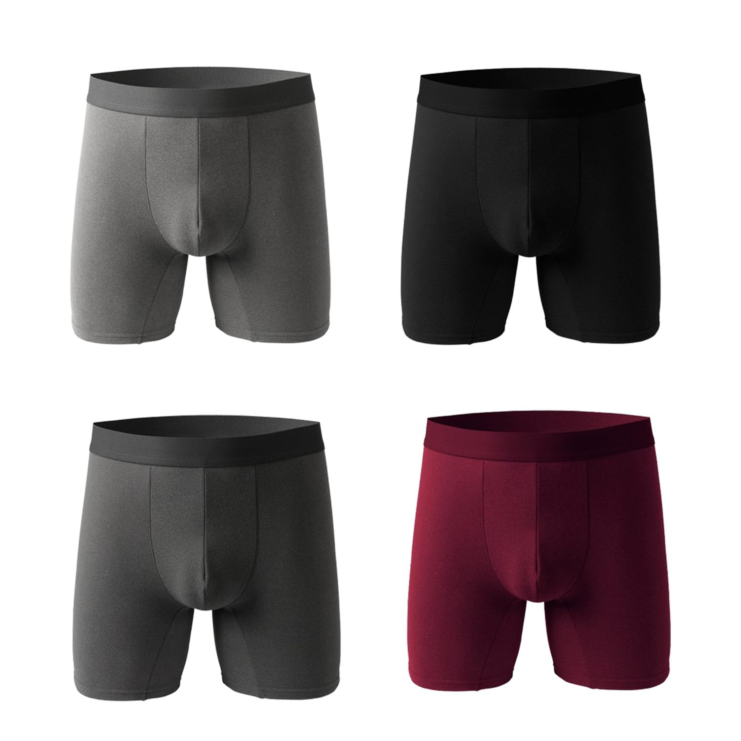 EEJBYTDI Winter Warm Comfortable Sports Long Boxer Briefs for Men，Mens Fleece Lined Thermal Underwear, Thermal Shorts (4 Pieces,5XL)