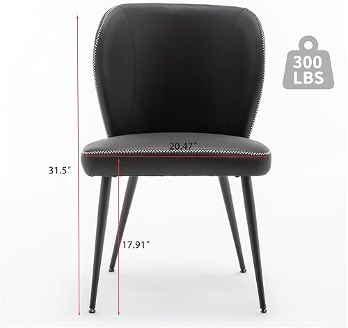 Miniatura 2 de Juego de 2 sillas de comedor tapizadas, modernas sillas de cocina con respaldo curvo, sillas de comedor de piel sintética para restaurante, cocina,