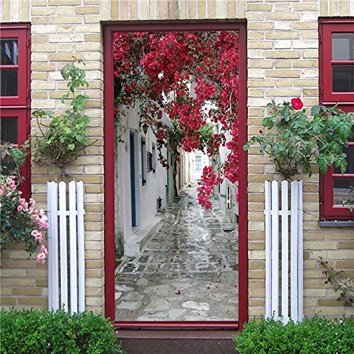 DFKJ Pegatinas de Puerta de Paisaje Papel Tapiz Autoadhesivo para Puertas Arte decoración del hogar Mural extraíble Etiqueta de habitación A18 95x215cm