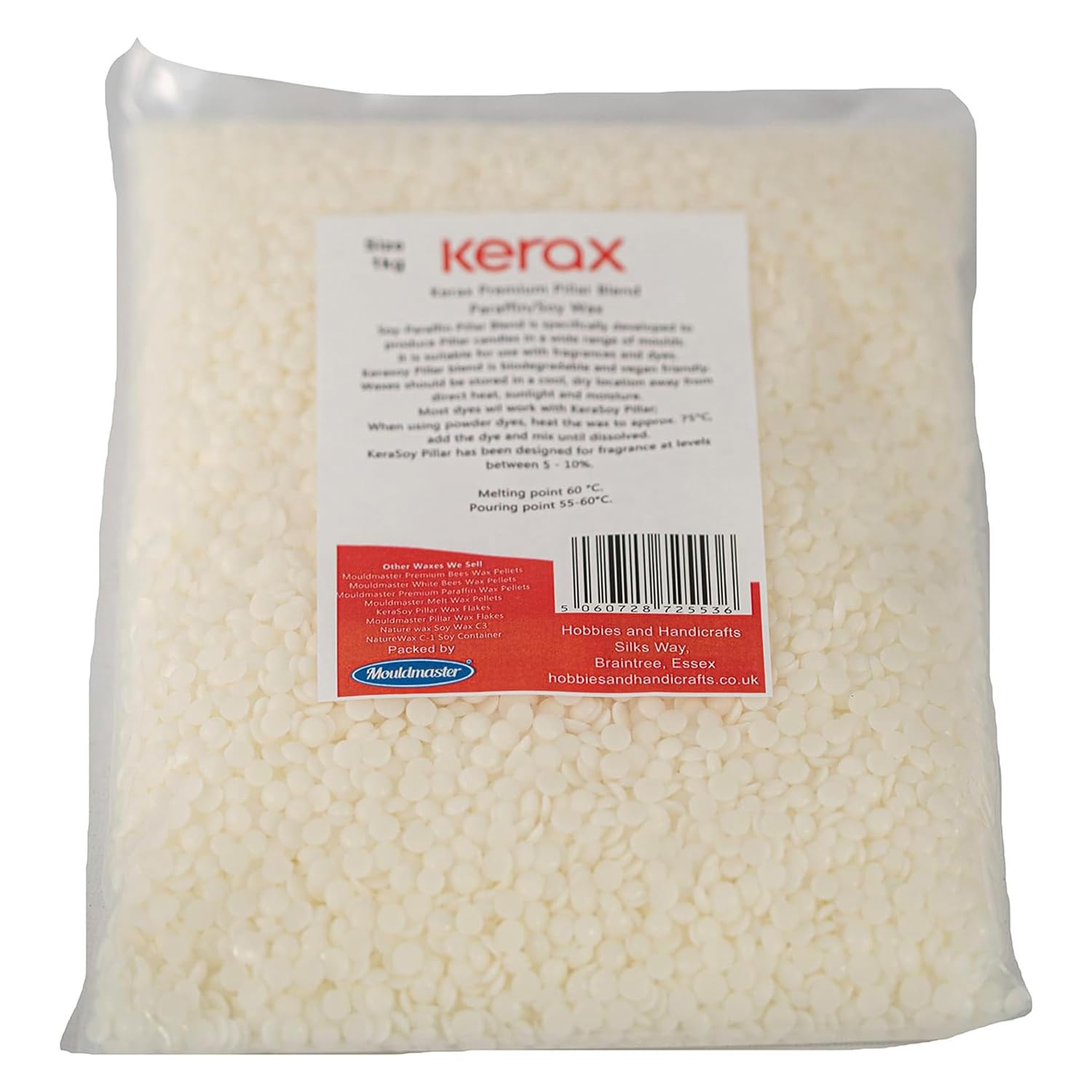 Mouldmaster Off White Kerax Pillar Wax Paraffin And Soy Blend 1Kg Kerax,