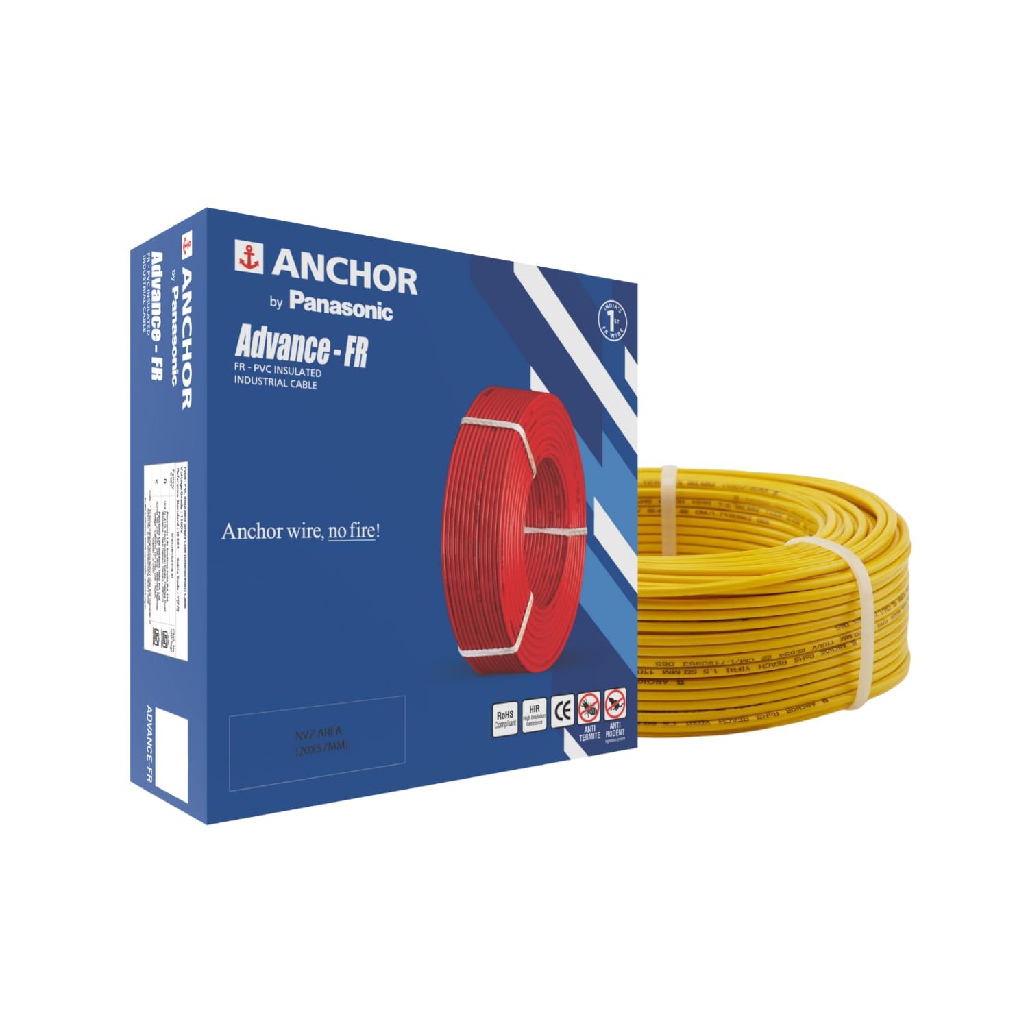 Anchor by Panasonic Advance FR 90m 2.5 sq.mm Electric Wire, PVC Insulated Class 2 Conductor (100% Copper), Anti-Rodent & Flame Retardant Wire for Domestic & Industrial Use (27415YW)-image-32