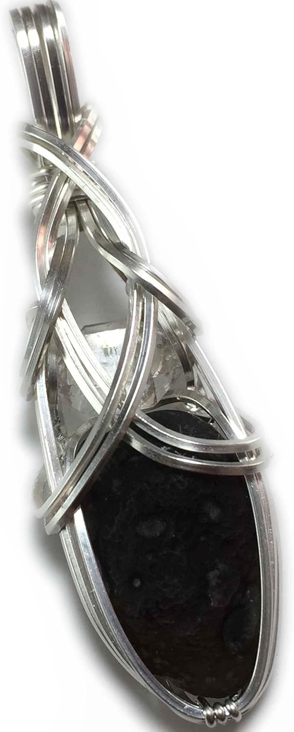 Saffordite Cintamani Crystal with Large Herkimer Diamond Necklace Pendant - VERY high vibration combination Tektite Healing Stone S99 ZP4