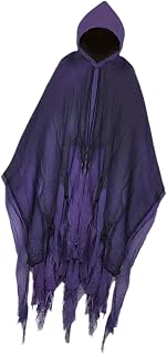 Cloak with Hood Reaper Cosplay Cape for Unisex Theme Party Halloween Costume Gothic Linen Mesh 72.83 Inch Length