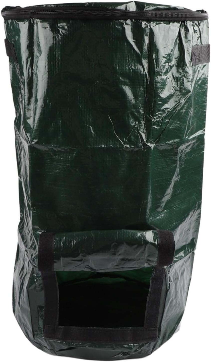PE Compost Bag with Lid and Handle, Reusable Garden Waste PE