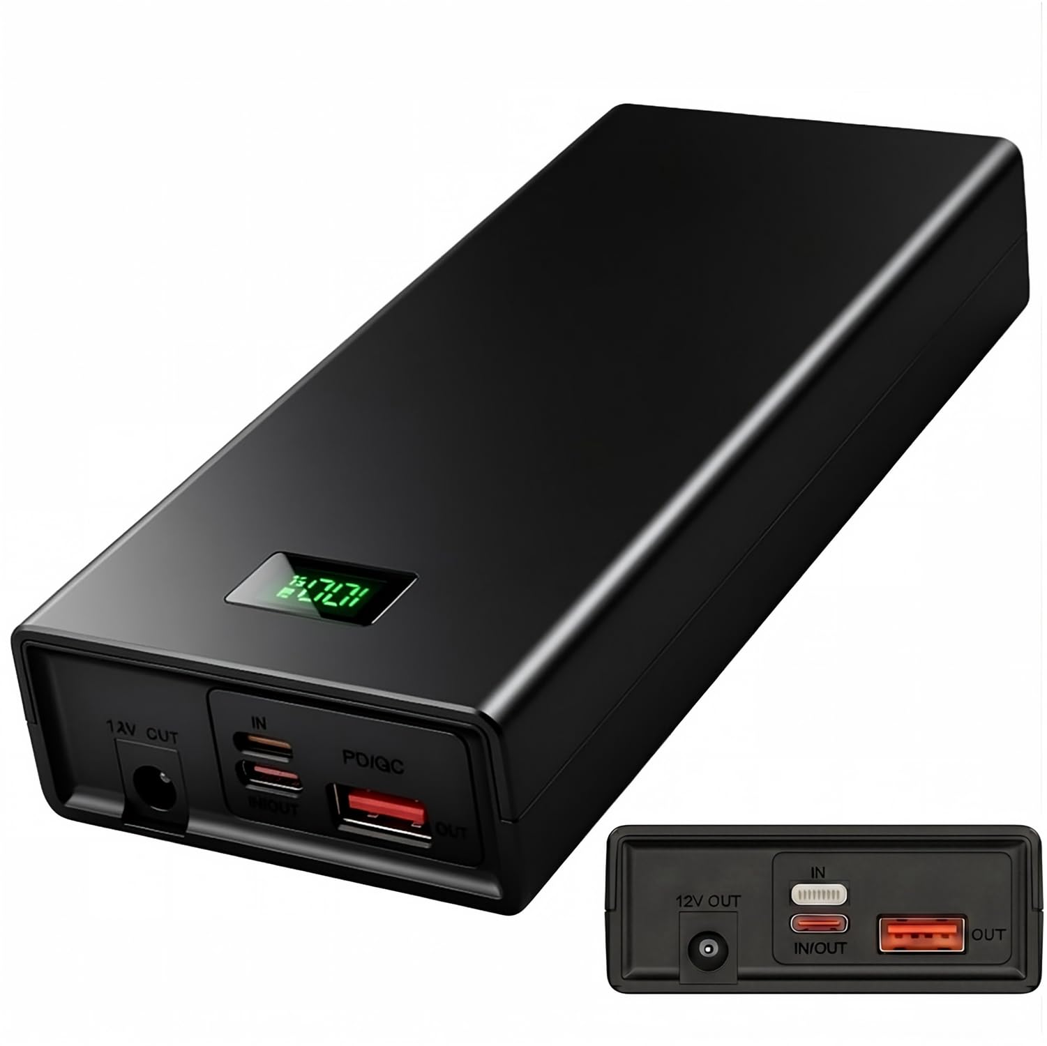 Batterie Externe 10000mAh Charge Rapide PD 30W & QC, Port de Sortie DC 12V/3A pour Vêtements Chauffants et PC Portables, Double Entrée, Power Bank pour iPhone, Samsung, Tablette, Routeur, Smartwatch