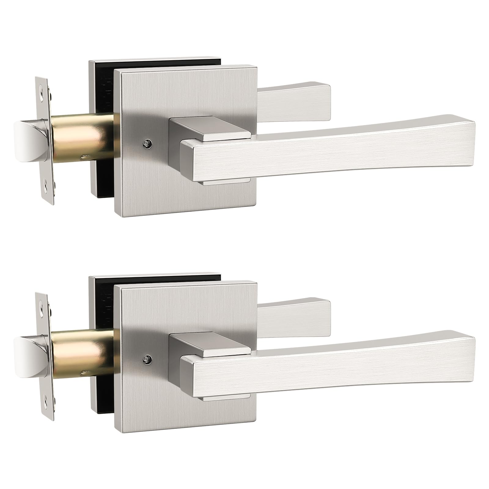 Poignée de porte intérieure haut de gamme en nickel satiné robuste lot de 2
