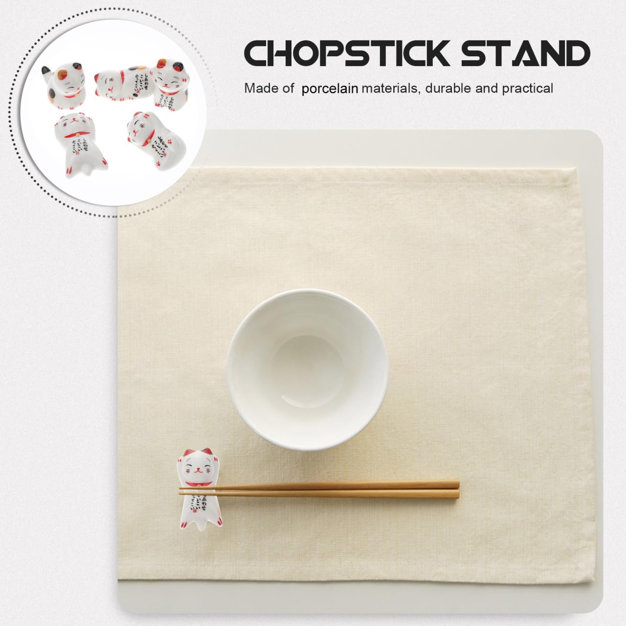 Supporto Bacchette A Forma Di Gatto Gofidin - Set 5 Pezzi In Ceramica Decorativa - Foto 8