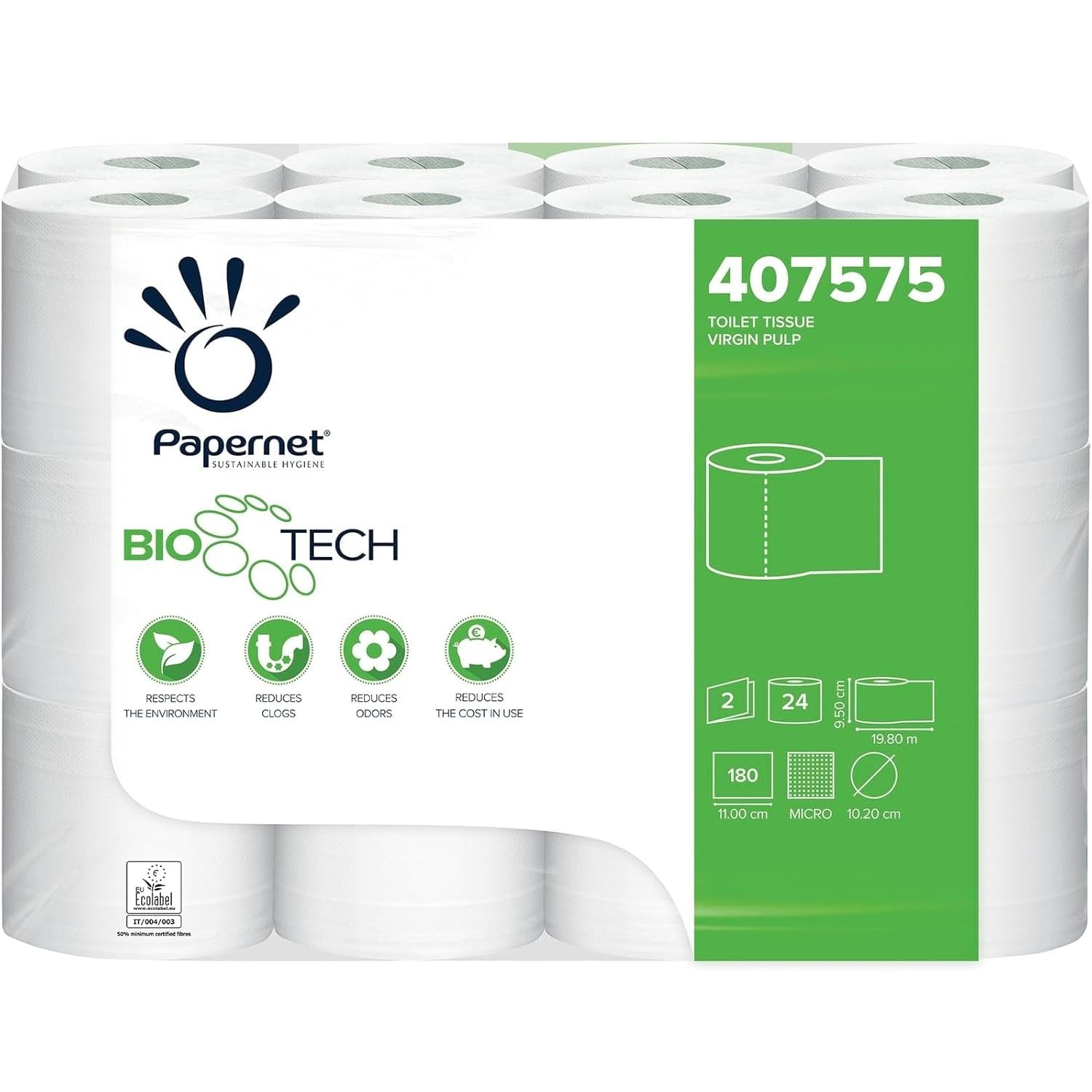Papernet Bio Tech, 24 Rollen Toilettenpapier, 2-lagig
