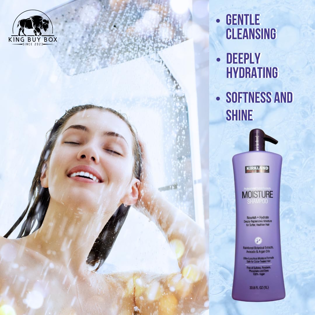 KING BUY BOX cup (1 PCS) Bundle with Professional Salon Formula Moisture Shampoo & Conditioner 33.8fl oz 1 litter (Two Bottles) Compatible with Kirkland Signature