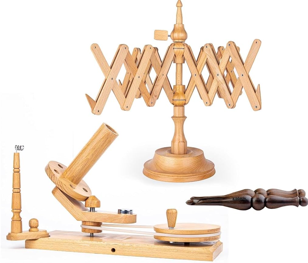 Wooden Yarn Ball Winder-Handcrafted Large Yarn Winder for Knitting&Crocheting-Hand Operated Heavy Duty Natural Ball Winder