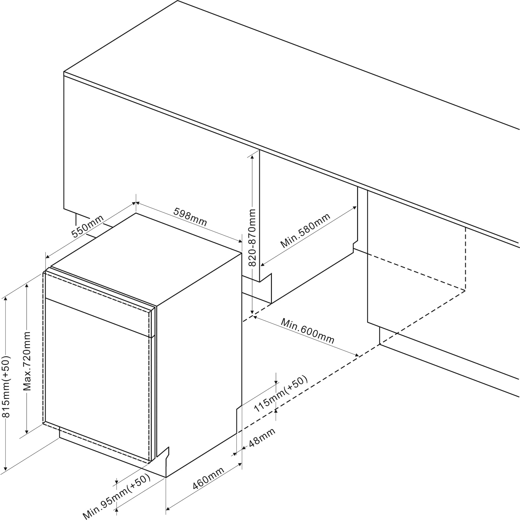 Amica EGSPV 597 201 Einbau-Geschirrspüler / 60 cm / vollintegrierte Spülmaschine (ohne Möbelfront) / 12 Maßgedecke / 5 Programme / Besteckkorb