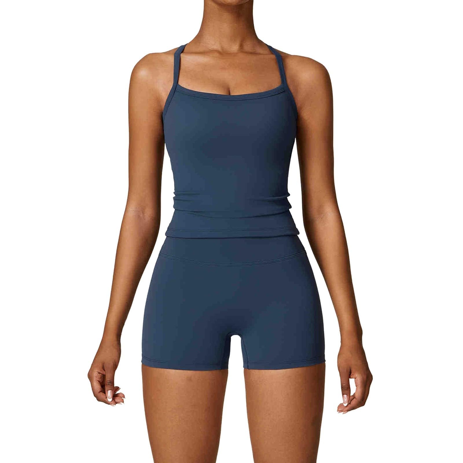 Womens 2 Piece Workout Sets Tank Top and High Waist Booty Lifting Shorts Gym Yoga Active Wear Matching