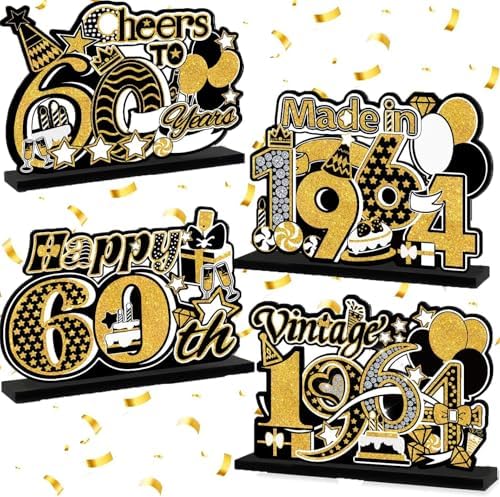 Tischläufer 60 Geburtstag Schwarz Gold - 180x35 Cm Partydeko Für Tischdekor