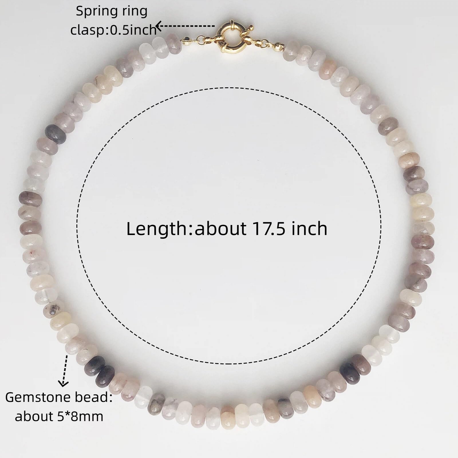 Collana da donna con pietre preziose, colore puro, stile bohémien, choker in pietra naturale, da surfista, con perle arcobaleno placcato oro 18 carati, gioielli fai da te fatti a mano