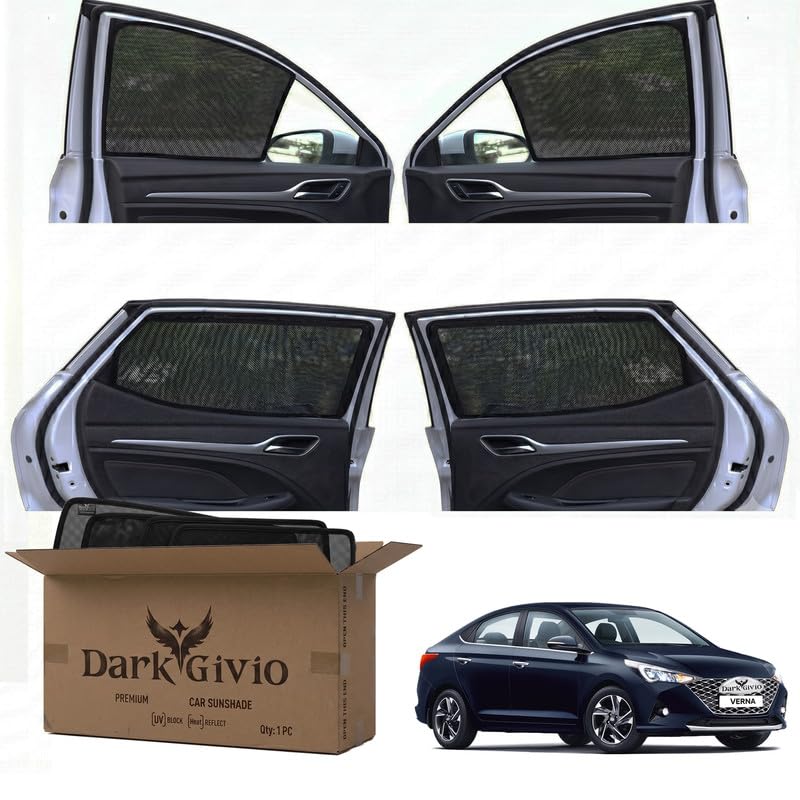 Image of Car Window Sun Shade Protector for Verna T 5 (2020 22) | Exact Fit Non-Magnetic Half Cut Sunshade (Set of 4 /6) | UV Blocker Side Window Car Curtains & Interior Accessory