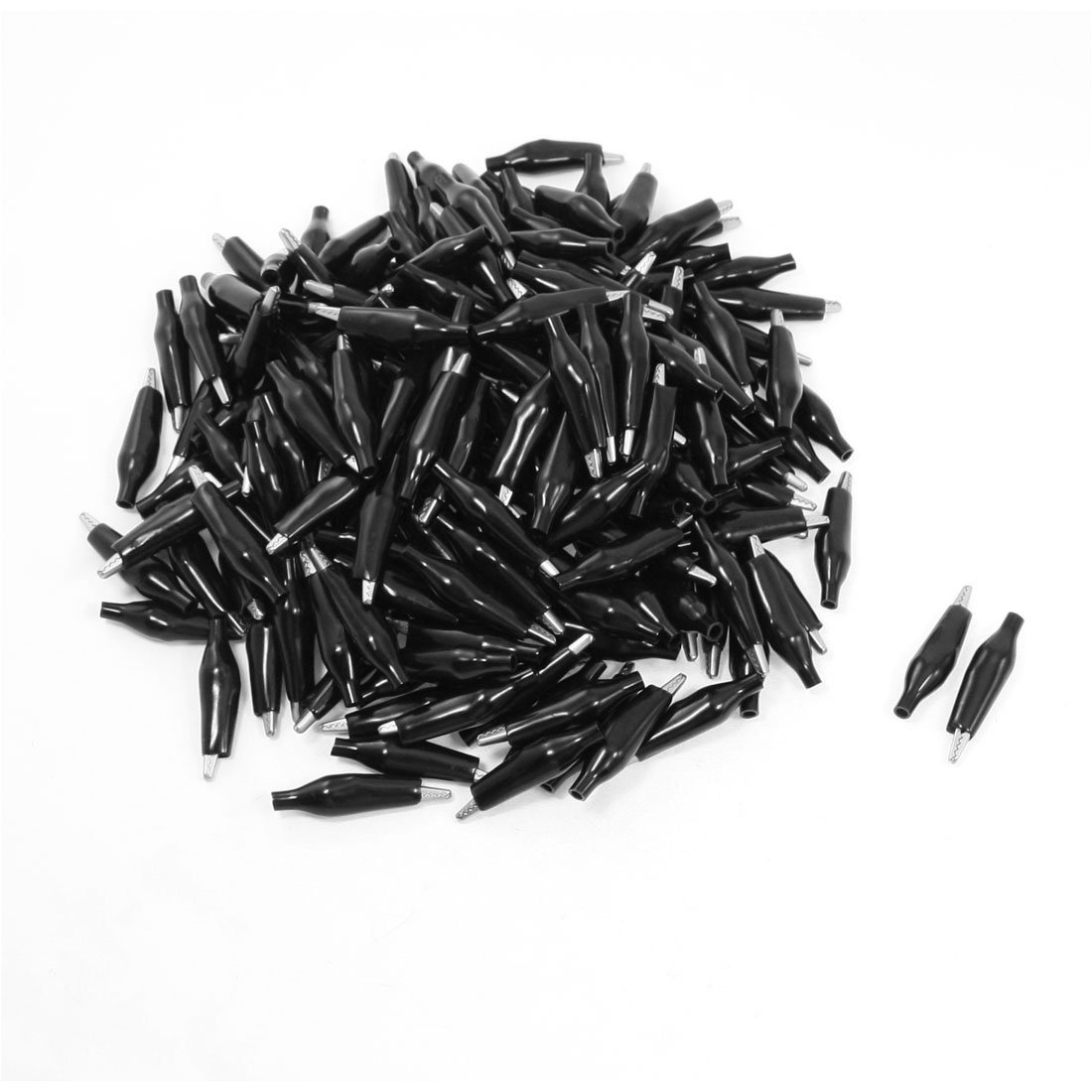 Aexit 150 Pcs Electrical Testing 28mm Alligator Clip Battery Clamp Terst Voltage Testers Probe Black