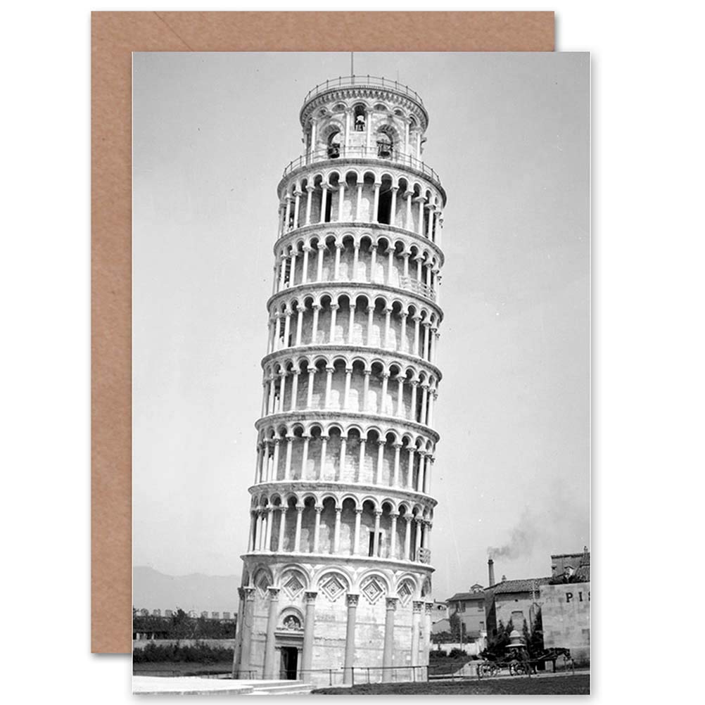 Wee Blue Coo VINTAGE PHOTO ARCHITECTURAL LEANING TOWER PISA ITALY COOL GREETINGS CARD