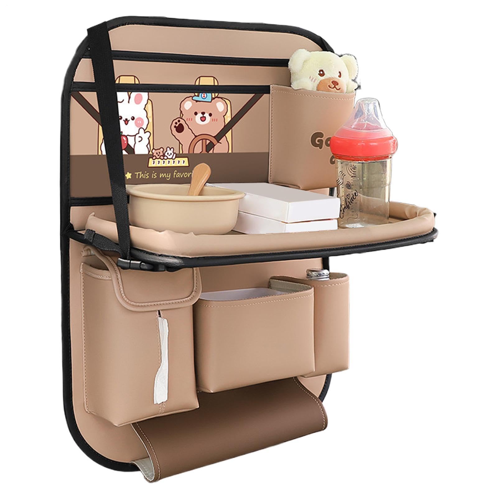 Organizador de asiento trasero de coche, multifuncional, impermeable, antideslizante, con bandeja, organizador de almacenamiento de coche, para cajuela, viajes, carretera, camping, camión, SUV, taza