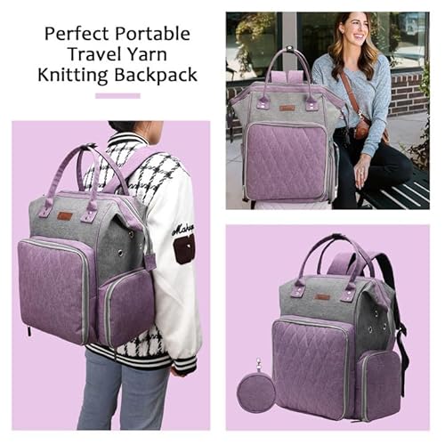 Koknit Large Capacity Knitting Bag Backpack,Portable Crochet Bags And Totes Organizer For Women, Yarn Bags Holder Case For Crocheting And Carrying Crochet Accessories,Knitting Needles,Crochet Hooks #TOP3