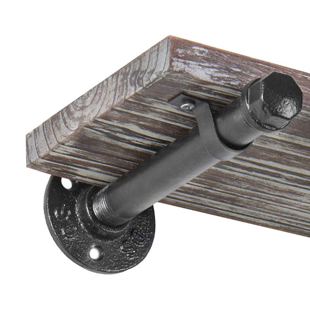 Soportes de estante resistentes, soportes de pared decorativos de tubo de hierro para, soportes de metal rústico negro, soporte de estantería para estante industrial, 4 piezas de soportes de brida vin