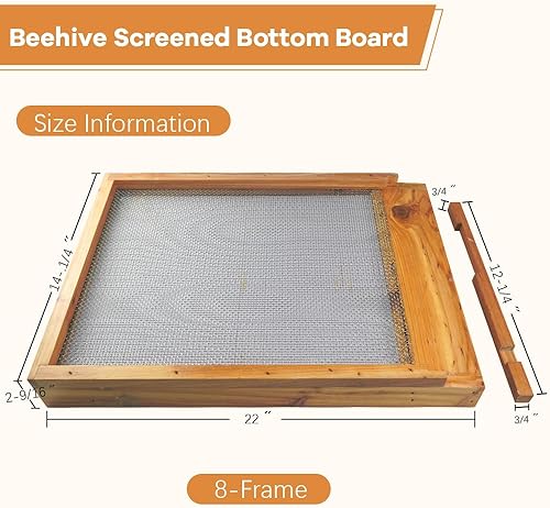 Miniatura 2 de Tablero inferior de colmena de 8 marcos, base de colmena de abeja Langstroth con reductor de entrada, sumergida en cera de abeja 100% (8 marcos)