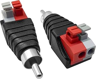 スピーカーフォノRCAオス→2スクリューターミナルストリップオーディオビデオスプリングプレスタイプバラムコネクターアダプター 2パック