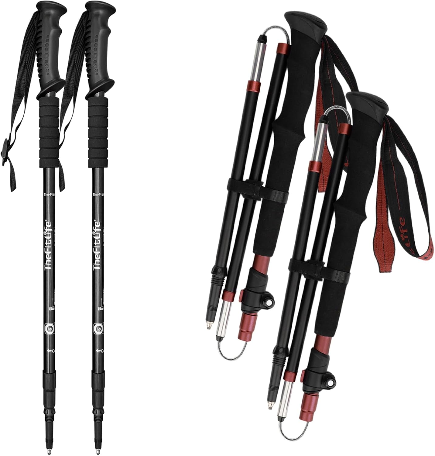 TheFitLife Anti Shock Trekking Poles + Folding Poles Aluminum