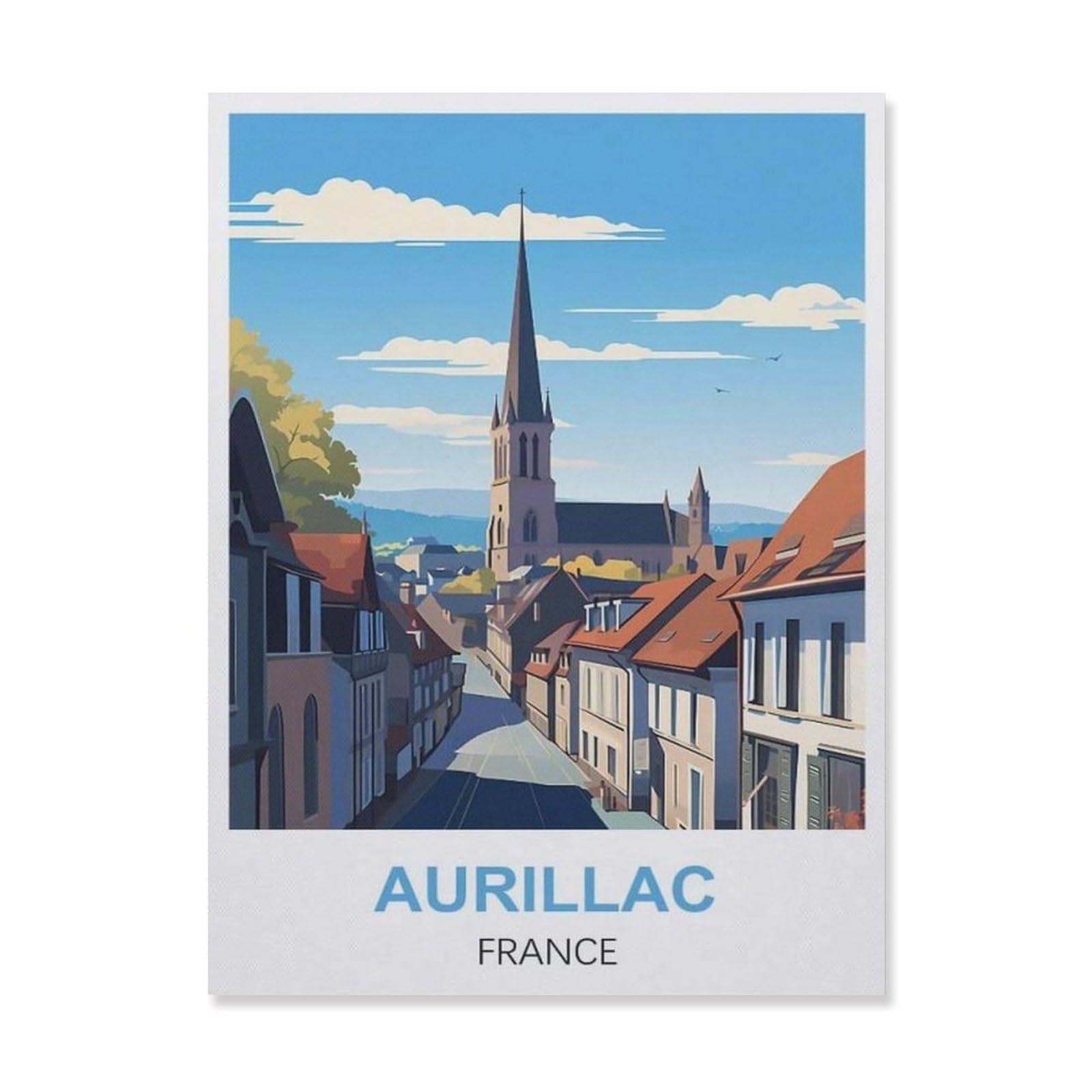 Vintage Wall Decor Metal Poster Plaque，Aurillac France(15x30cm）
