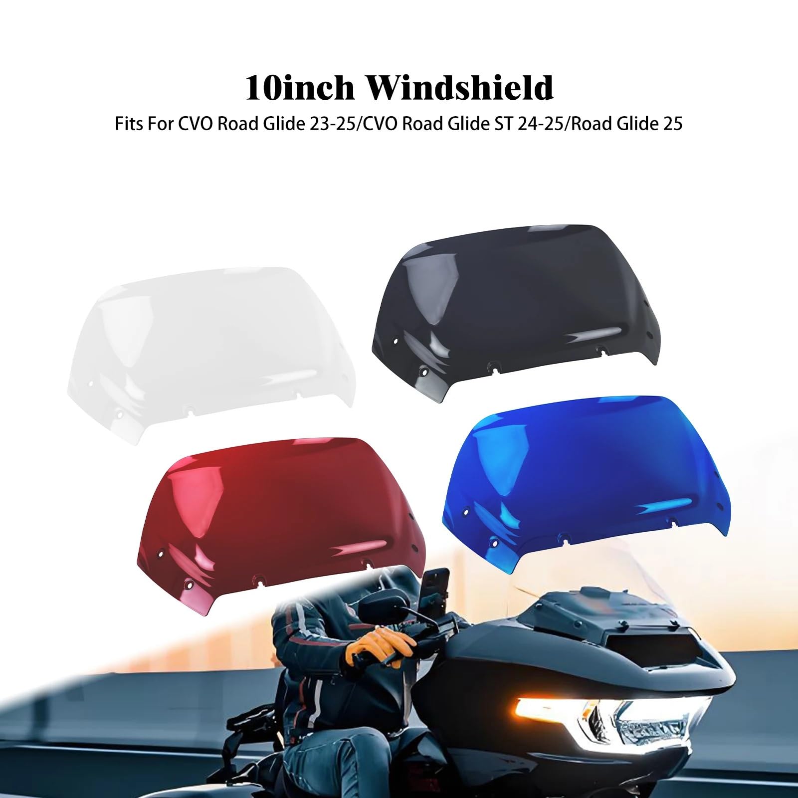 Przednia szyba motocyklowa Pasuje do Harley Touring CVO Road | Dla Glide FLTRXSE 23-Up Road Glide 24-Up motocykl 10 "owiewka deflektor wiatrowy