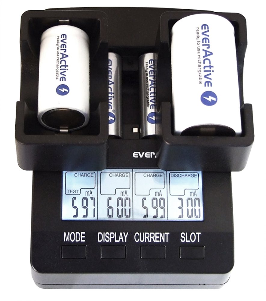 EverActive – nc-3000 – Chargeur de Piles AAA R03, AA R6, Ni-MH/Ni-CD Écran LCD