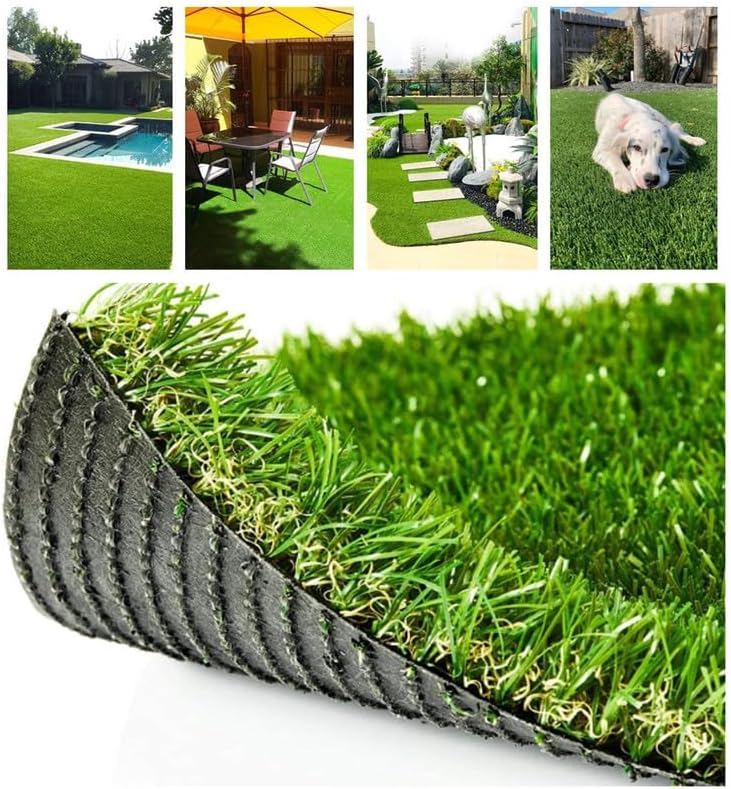 Alfombra de césped artificial realista de lujo, 3 x 7 pies, 1.37 pulgadas de grosor, 70 onzas, césped sintético, para interiores y exteriores,