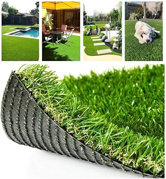 Deluxe Realistic Artificial Grass Turf 3FTX6FT,1.37" Thick 70 oz Face Weight Fake Grass, Indoor Outdoor Pet Faux Synthetic Grass Astro Rug Carpet for Garden Backyard Patio Balcony