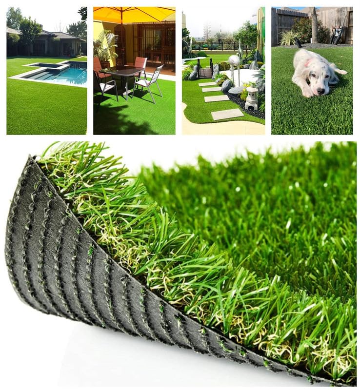 Petgrow Deluxe Realistic Artificial Grass Turf 3FTX18FT, 70 oz Face Weight /Drainage Holes / Rubber Backing, Indoor Outdoor Pet Faux Synthetic Grass Astro Rug Carpet for Garden Backyard Patio Balcony