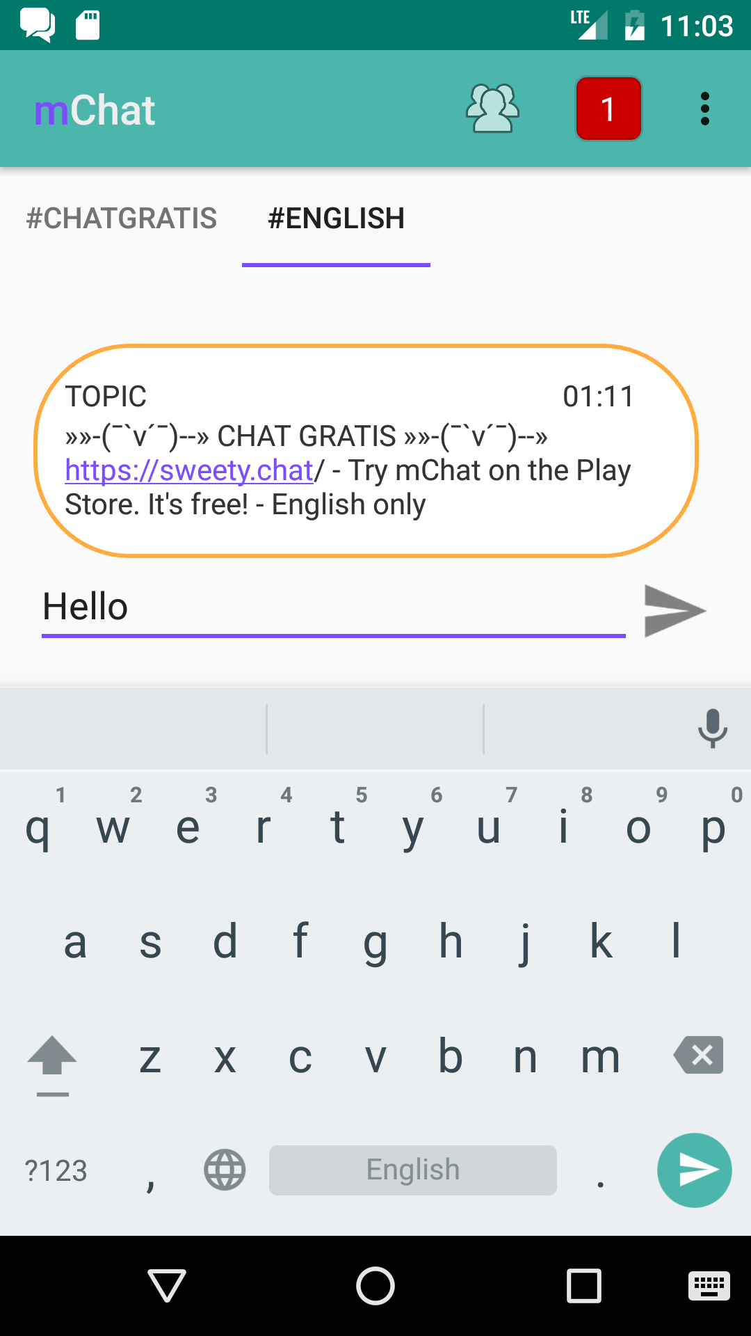 Aplicación mChat en Amazon Appstore