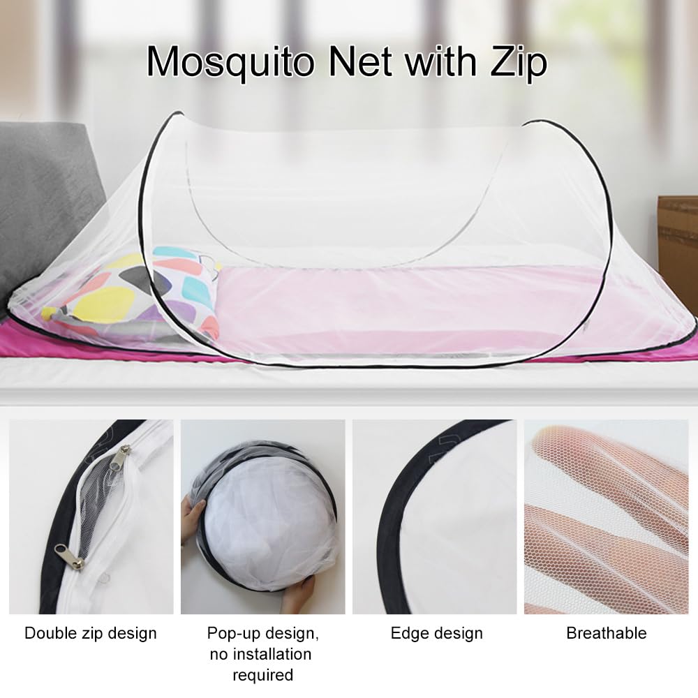 Zanzariera Pop Up 200 x 80 x 56 cm, Zanzariera portatile pieghevole, Zanzariera Pop Up Letto Singolo, per il viaggio, il campeggio e la casa