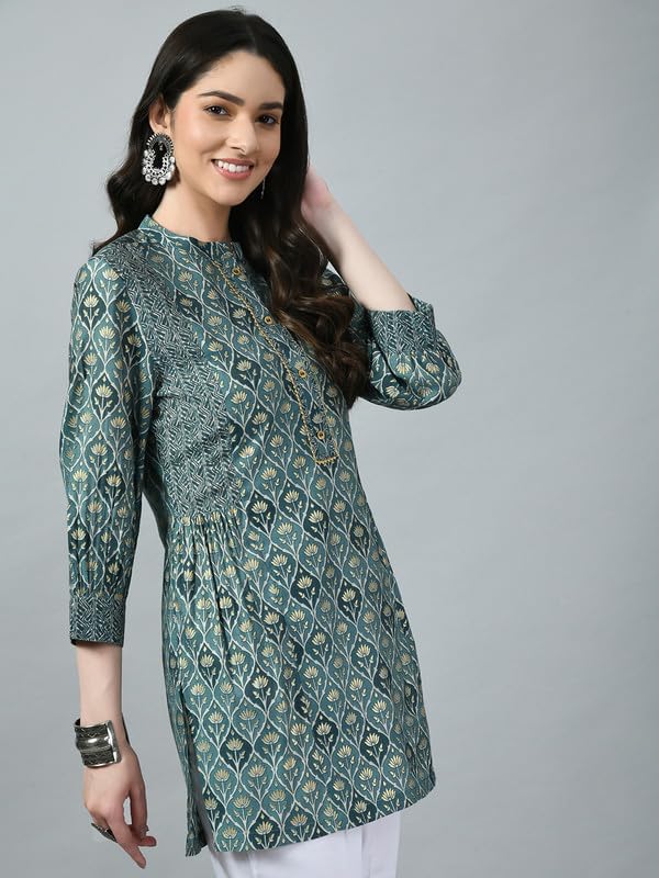 Image of Meesan Women's Casual Ethnic 3 /4 Sleeve Printed Tunic