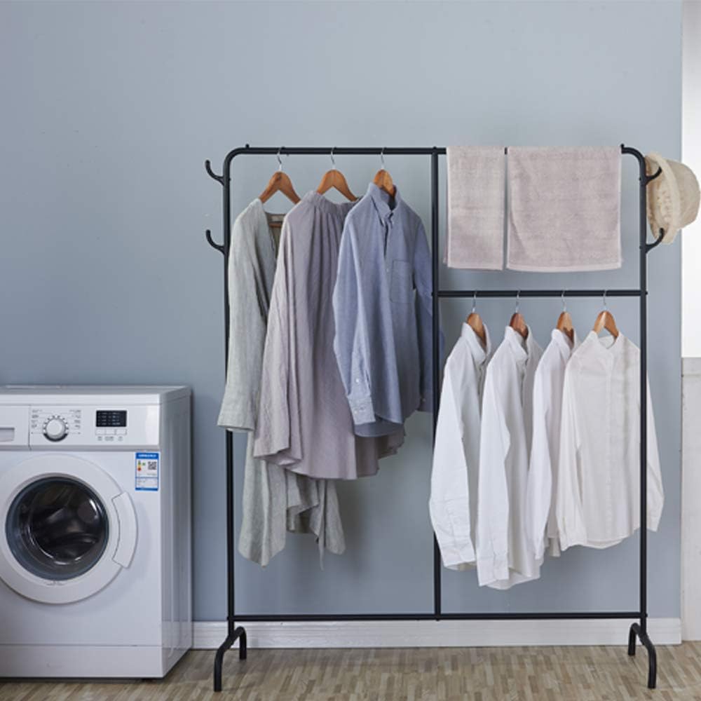 SINGAYE Garment Rack Freestanding Clothes Rack Rod Metal Garment Organizer 49.21" L17.71 W61.02 H Black (Garment rack-194B)