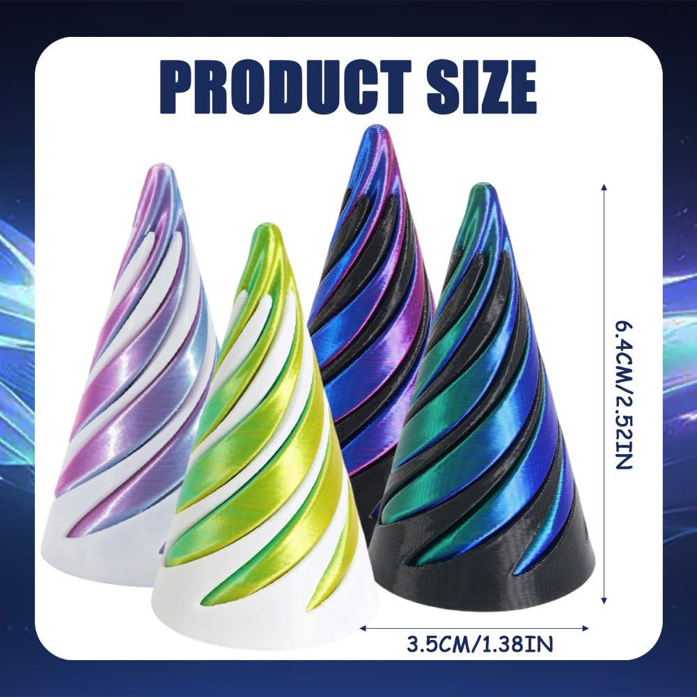 LEBKFT 4 Pcs 3D Printed Spiral Cone Fidget Toys - Image 2