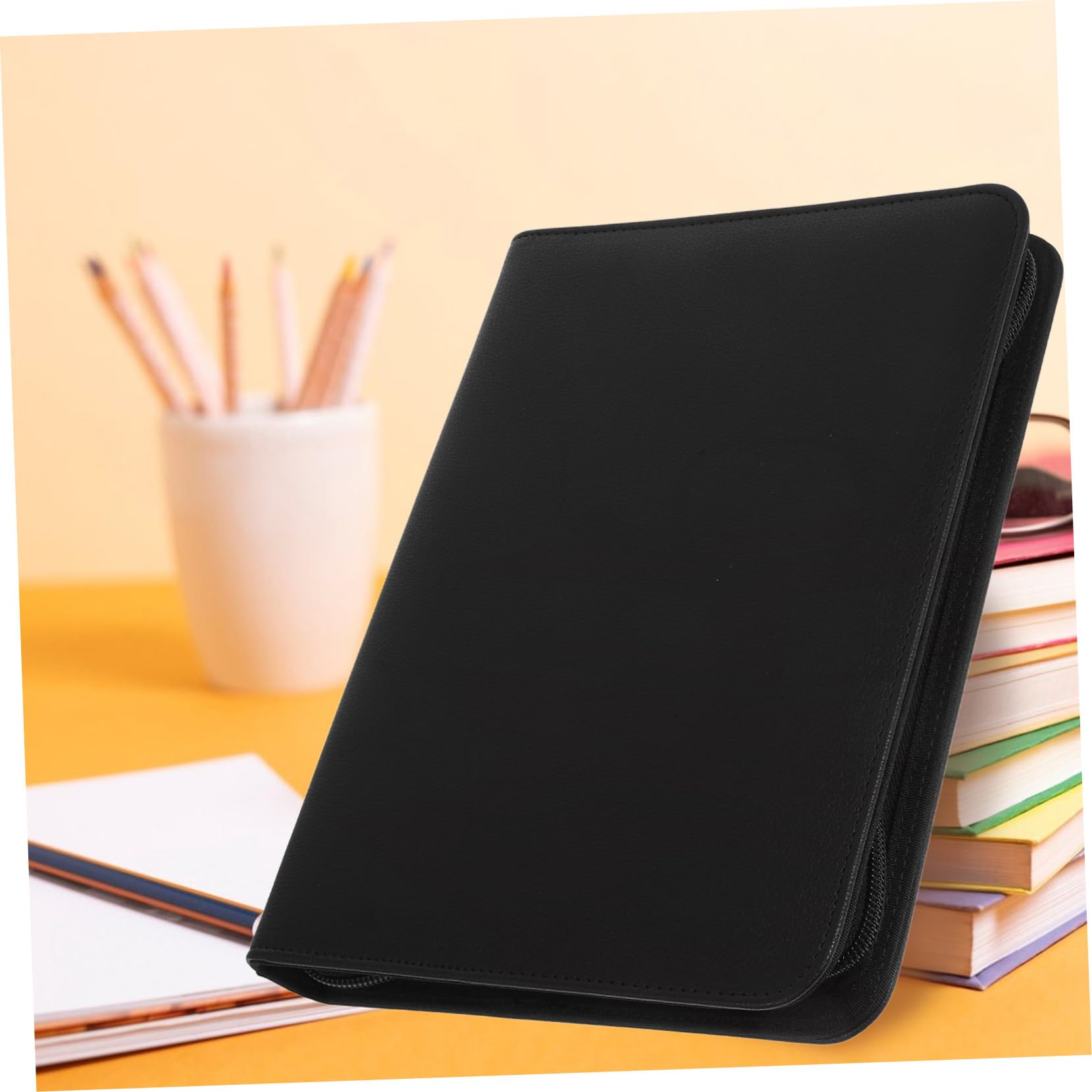 Carpeta de Anillas PU con Cremallera para Negocios Organizador de con Carpeta Portafolios Profesional con Cierre Seguro y Gran Capacidad para Oficina